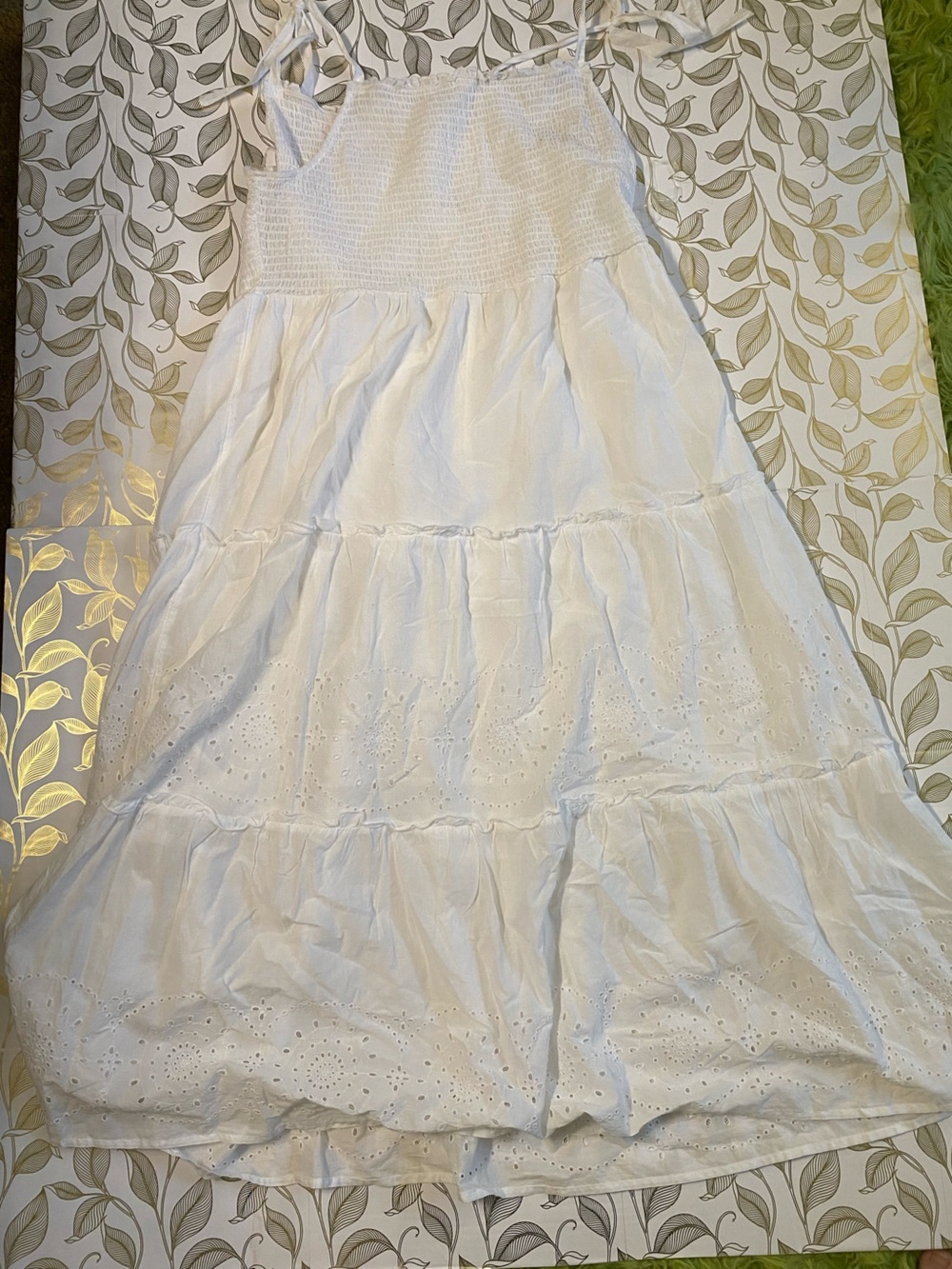 beachlunchlounge White Eyelet Tiered A-Line Maxi Skirt